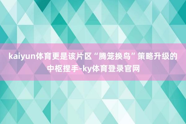 kaiyun体育更是该片区“腾笼换鸟”策略升级的中枢捏手-ky体育登录官网